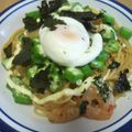 さくらもち姫's cooksnap of when they made 欲張り＊エビとオクラと半熟卵のバター醤油パスタ＊.