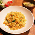 ぱんだ食堂★'s cooksnap of when they made 水菜とエビの炒飯.
