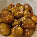 nokojapan's cooksnap of when they made カリッとホクホク大学栗 (蜜ダレ仕立て).