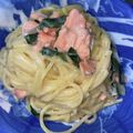 shinママ☆アッコ's cooksnap of when they made お手軽！鮭とほうれん草のクリームパスタ.