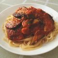 okapi☆☆'s cooksnap of when they made 茄子とツナとベーコンのトマトパスタ.