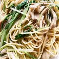 みのりんりん♡'s cooksnap of when they made 水菜と舞茸のツナぽんパスタ.