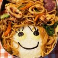 牛ギャル's cooksnap of when they made 紅葉☆遠足☆焼きそば弁当☆簡単♫キャラ弁.