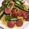キャラメグ♪'s cooksnap of when they made ☆オクラとベーコン、きのこのパスタ☆.