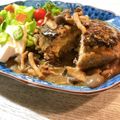 クック4649★'s cooksnap of when they made やわらかエノキ５0%チーズインハンバーグ.