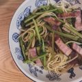 masa0508's cooksnap of when they made カブの葉とベーコンの超シンプルパスタ.