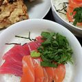 2児ママみきてぃ's cooksnap of when they made 刺身マグロ丼シソのせ.