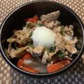 クックYFGU1I☆'s cooksnap of when they made 免疫力アップ！青椒肉絲風 温玉のせ丼.