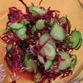 ゆたそうクマ's cooksnap of when they made 食用菊ときゅうりとじゃこの酢の物.