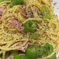 猫めい's cooksnap of when they made ししとうとベーコンの麺つゆバターパスタ.