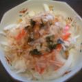 rirakubo's cooksnap of when they made あるもので♪新たまねぎとカニカマのサラダ.