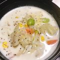 Rika☆Rin's cooksnap of when they made ∮里芋とコーン♡具だくさんの豆乳スープ∮.