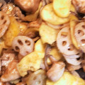 lazy8's cooksnap of when they made さつまいもとれんこんと鶏胸肉の甘酢炒め.