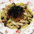 もぐ・ω・くま's cooksnap of when they made ＊納豆と秋のきのこ和風パスタバター風味＊.