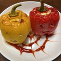 リンダA's cooksnap of when they made ハロウィン☆パプリカおばけ肉詰め☆.