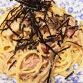 そらいろ猫's cooksnap of when they made 濃厚♪きのことベーコンの和風たらこパスタ.