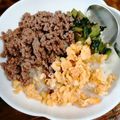 クックタマネギ's cooksnap of when they made 簡単♡三色丼～卵と小松菜ナムルと肉そぼろ.
