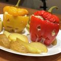 ひなまなここのはは's cooksnap of when they made ハロウィン☆パプリカおばけ肉詰め☆.