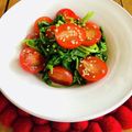 マルんちの丸顔's cooksnap of when they made ラディッシュの葉っぱとプチトマトのナムル.