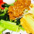 両手鍋's cooksnap of when they made 小松菜と厚揚げの粒々ピーナツドレッシング.