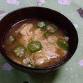 赤い電話's cooksnap of when they made オクラと卵のお味噌汁.