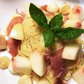 ぷーかあさん's cooksnap of when they made 15分！桃モッツァレラの冷製パスタ.