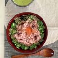 caruga's cooksnap of when they made オクラとネギたっぷりネギトロ丼.