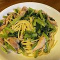とっちゃん2号's cooksnap of when they made 10分！小松菜＆ささみ和風パスタ.