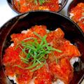 あい♪らんど's cooksnap of when they made マグロ＆サーモンの漬け❤海鮮丼♪.