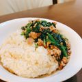 azuki-bar's cooksnap of when they made ほうれん草と豚ひき肉　ガパオライス風.