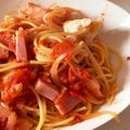 鍋子ちゃん's cooksnap of when they made カマンベールとベーコンのトマトパスタ.
