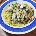 つむつむ母's cooksnap of when they made 鮭とほうれんそうの豆乳パスタ★.