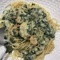 さくらのはなみ's cooksnap of when they made エビとほうれん草のクリームパスタ☆.