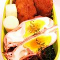 ★ぽろん★'s cooksnap of when they made レンジで簡単♪お弁当ハムエッグ半月たまご.