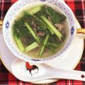 horseland's cooksnap of when they made カブの葉と挽肉のスープ.