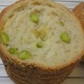 はっぴー食堂's cooksnap of when they made レンジパンで「ゴマ枝豆パン」♪.