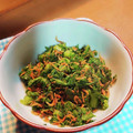 お山のエイ's cooksnap of when they made わさび菜と干しえびの塩炒め☆仕上げごま油.