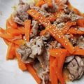 SUNMOONMOM's cooksnap of when they made 豚肉と人参のごま味噌きんぴら.