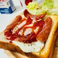 choco831's cooksnap of when they made 半熟目玉焼きのオープントースト.