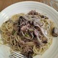 EmikoT's cooksnap of when they made 簡単☆１人ランチ サバ缶で和風パスタ.