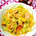 ふうはっちゃん's cooksnap of when they made キャベツと魚ニソ卵のお好みソース炒め.