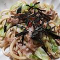 ジュエリーママ's cooksnap of when they made 食べてみて♪豚キャベツのピリ辛マヨうどん.