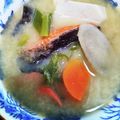 ふわふわパンケーキ。's cooksnap of when they made 鮭のあらで☆さんぺい汁.