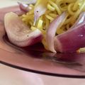 E吉☆'s cooksnap of when they made 麺は緑色☆紫キャベツの不思議な焼きそば♪.