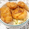 あきつま（杏花☆）'s cooksnap of when they made ナゲットの甘辛タレ丼.