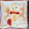 yukielep77's cooksnap of when they made Xmas☆かわいい❤︎雪だるまトースト☻.