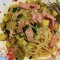 タクミ221's cooksnap of when they made さつまいもベーコンのバター醤油スパゲティ.