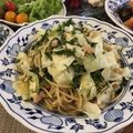 Amalka's cooksnap of when they made おかひじきとキャベツのパスタ.