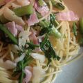 Fumi1106's cooksnap of when they made 春菊とベーコンのガーリックパスタ.