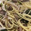 Azureus's cooksnap of when they made 牛肉とほうれん草パスタ レモンバター醤油.